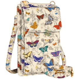 Miss Adola Cute Crossbody Purse Cell Phone Bags - Leather Cellphone Wallet Purse with Adjustable Shoulder Strap and Handle Strap Women Fashion Line Butterfly