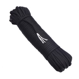 DonDon 30 Metre Long Fabric Ribbon, Nylon Cord, Paracord Rope, Survival Webbing for Crafts and Outdoor Camping Activities, 4 mm – 7 Strands, black