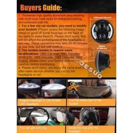 JESUO 4pcs 5.75" 5-3/4 LED Headlight Hi/Lo Sealed Beam Projector for Ford Mustang 1969