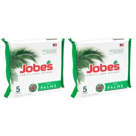 Jobe's Palm Tree Fertilizer Spikes 10-5-10 Time Release Fertilizer for All Outdoor Palm Trees, 5 Spikes Per Package (2-(Pack))
