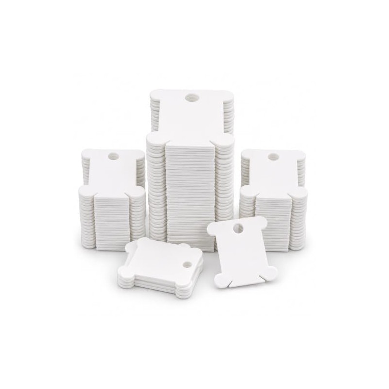 AKORD 120 Pcs White Plastic Floss Bobbins Set Embroidery Thread