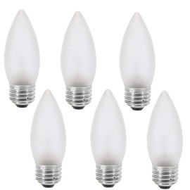 KFDKRG Frosted Flame Tip Chandelier Light Bulb-60W Incandescent Torpedo Tip Chandelier-60W Incandescent Torpedo Tip Chandelier Bulbs - Crystal Clear, E26 Base (6-Pack)