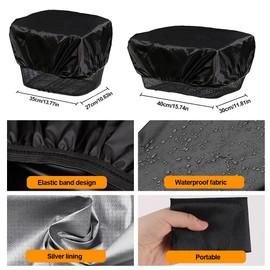 Bike Basket Cover Waterproof, 2 Pack Bicycle Basket Cover Rain Cover with Bike Seat Cover Black Waterproof Bicycle Basket Rain Cover for Bicycle Baskets (Basket cover+Seat cover)