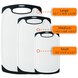 Tagliere Cutting Board for Kitchen, Plastic Cutting Board with Handle, Large-Small Cutting Board Set of 3, Non Slip Plastic Cutting Board, Dishwasher Safe Cutting Boards (Black)