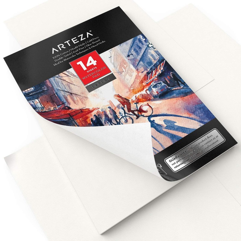 Arteza Double-Sided Watercolour Paper Pad A4, 14 Sheets, 300gsm Watercolour