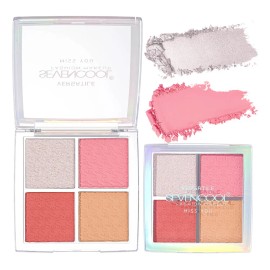 Paleta Rostro 3 En 1 Rubor Iluminador Contorno 4 Tonos Tono Del Maquillaje 02 Atardecer Rosado Y Dorado