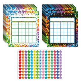 ​​20Pcs Reward Chart, Sticker Chart, Behaviour Charts for Children, Reward Charts Behaviour with 300 Pieces Star Stickers Reward Sticker Charts Motivate Responsibility and Good Behavior