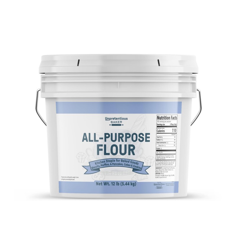 Unpretentious All Purpose Flour, 2 Gallon Bucket, Versatile Kitchen Staple,
