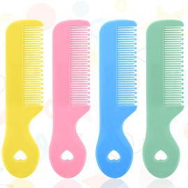 4Pcs Baby Comb & Toddler Comb Set - Gentle Baby Hair Combs for Newborns Toddlers, Colorful Tip Bristles for Sensitive Scalp Care Styling