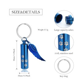 Hearbeingt Pet Cremation Jewelry Dog Cat Urn Keychain for Ashes for Women Men Keepsake Memorial Jewelry Keychain Ashes Holder