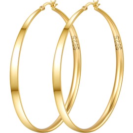 BBL Christmas Hoop Earrings Gold Hoop Earrings for Women 925 Large Gold Hoop Earrings Hypoallergenic Big Gold Hoop Earrings Lightwight 14k Gold Hoop Earrings for Women Girls 35/45/55/65 mm