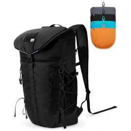 Blue Quartz Hiking Backpack 30L Lightweight Packable Backpack for Travel, Water Resistant Foldable Daypack for Women Men, Black