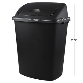 Parlynies 19 Gallon Kitchen Waste Bin, Large Plastic Trash Can, Black, Holds 70 Liters
