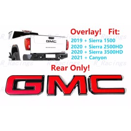 Auto Rear Only GMC Black Red Emblem Overlay GMC Sierra 1500 2500HD 3500HD Canyon