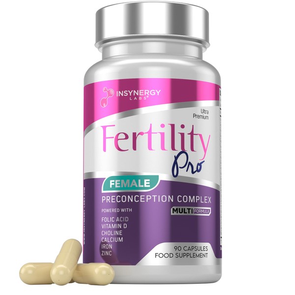 Ultra Premium Fertility Supplements for Women – Fertility Pro, The UK’s #1 Female Fertility Pills | 90 Conception Vitamins Capsules Folate, Vitamin D, Zinc, Iron