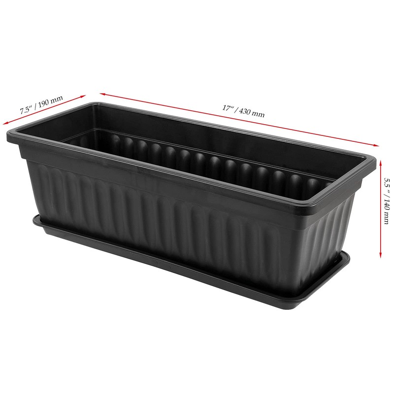 JOIKIT 17 Inches Black Plastic Planter Box, 6 Packs, Good
