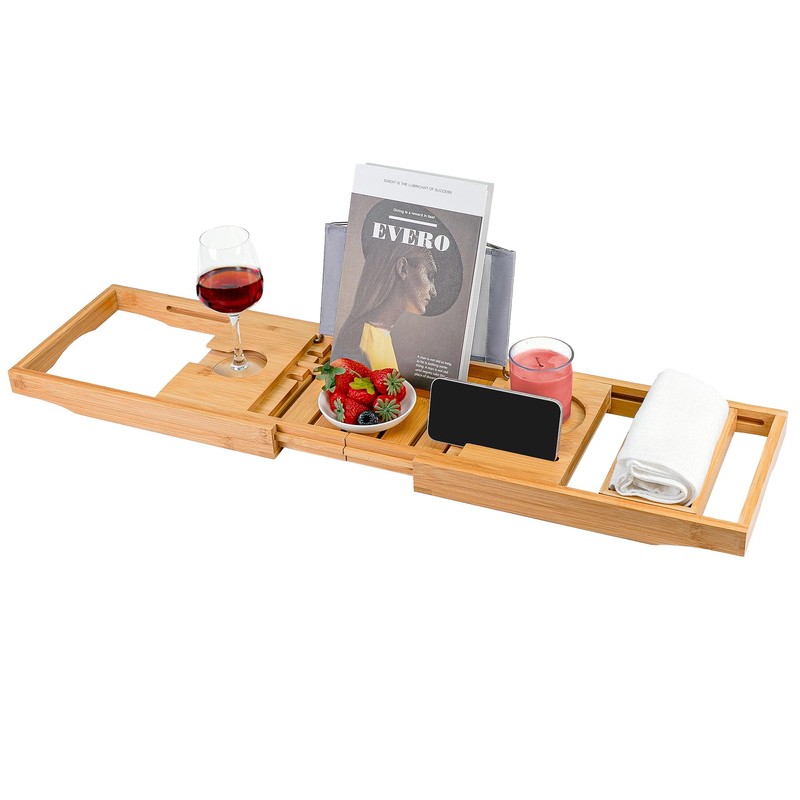 Utoplike Bamboo Bathtub Caddy Tray Bath Tray for Tub, Adjustable