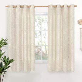 YoungsTex Rustic Linen Curtains 63 Inch Length 2 Panels for Living Room Window - Light Filtering Drapes with Bronze Grommet Thick Textured for Country Bedroom, 52 x 63 Inch