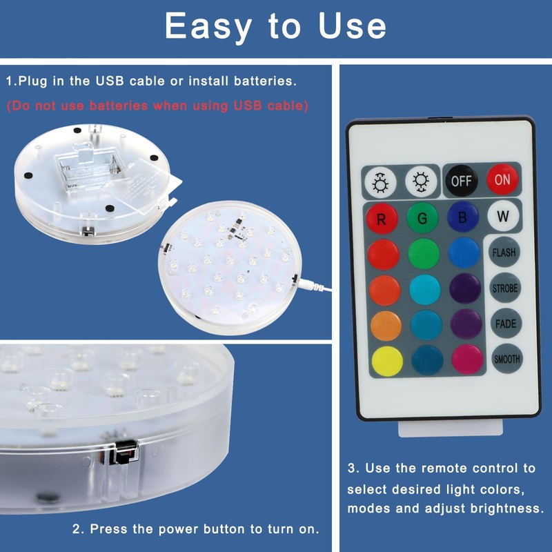 LARDUX Pack of 4 LED Lights Base with Remote -