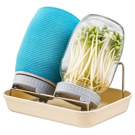 ZJ Whoest 32OZ Sprouting Kit, 2 Sprouting Jar Kits, Wide Mouth Mason Jars with Sprout Lids.Sprouts Growing Kit, Seed Sprouter Set for Growing Broccoli, Bean, Alfalfa