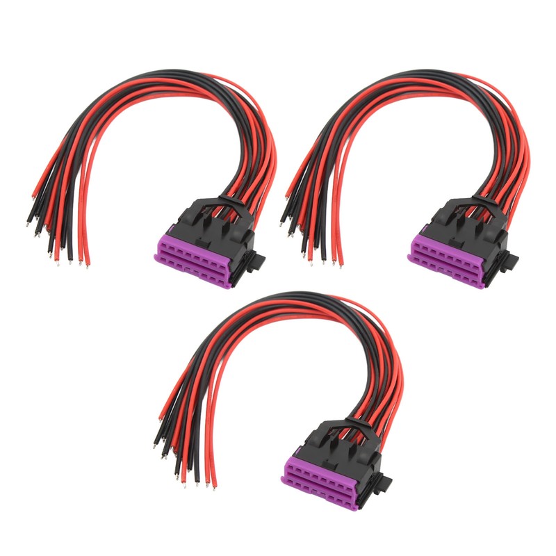3 Pcs 16 Pin OBD2 Female Connector Cables 30cm J1962