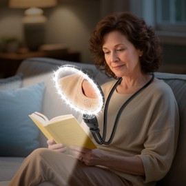 30X 10X Magnifying Glass with Light, Large Hands Free Magnifying Glass for Close Work, 3 Color LED Lights Flexible Gooseneck Magnifier for Craft Reading Sewing Seniors