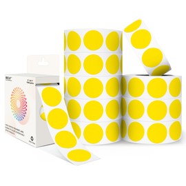 Yellow 1 Inch Round Color Coding Dot Labels, 10 Rolls 10000 Dot Stickers in Dispenser Box - Permanent Adhesion, Vibrant Colors, Highly Visible