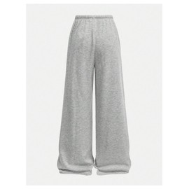 RoseSeek Girl's Wide Leg Baggy Sweatpants Sports Elastic Waist Long Track Pants Trousers with Pockets Light Grey 12Y