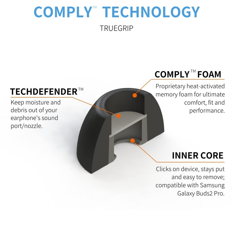 COMPLY 3 Pairs Memory Foam Earplugs for COMPLY Buds2 Pro