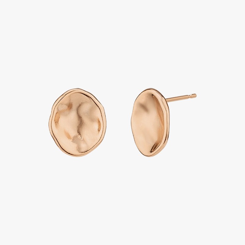 Gold&Deer 14K Goldfield Flat Wave Frame Earrings Rose Gold /