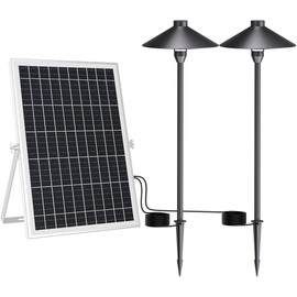 ZZE Solar Pathway Lights Outdoor with Two LED Lamps for Walkway Driveway Yard Path Garden Patio Lawn. Landscape Lighting Kit Metal Solar Powered IP65 Waterproof 6500K