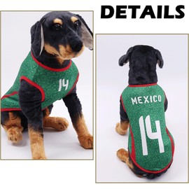 Camiseta de Futbol para Perro México Sin Mangas Mesh Transpirable Traje Deportivo para Cachorro Ropa Mascotas Verano (S,Mexico)