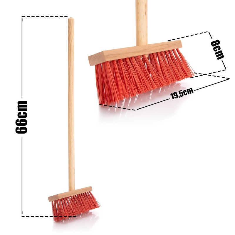 BigDean Children's Broom Street Broom with Red Bristles