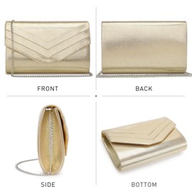 Dasein Women's Evening Bags Formal Party Clutches Wedding Purses Cocktail Prom Handbags (2-Gold)