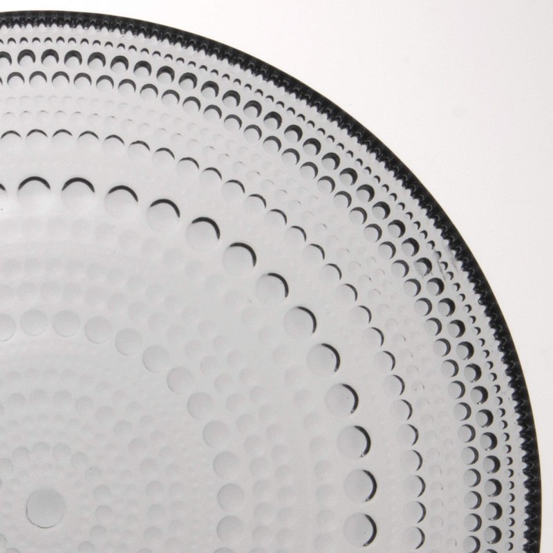 Iittala Kastehelmi Plates and Bowls, Glass, Grey, 17 x 17