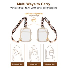 Vangue Clear Purse for Women Stadium Approved, Clear Crossbody Bag with Adjutable Strap, Transparent Bag for Sports Concert (Sling - Beige)