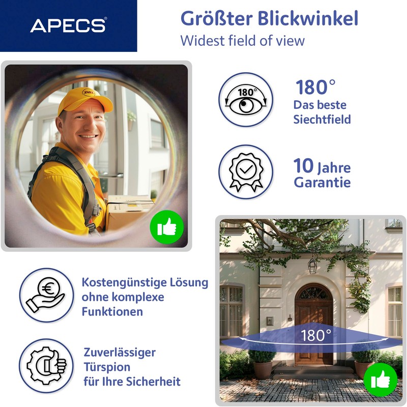 APECS Door Viewer with Privacy Screen for Door 50-90 mm