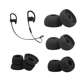 hopopwer Replacement Silicone Earbuds Tips for Powerbeats 3 Powerbeats 2, 4 Pairs Earbuds Silicone Ear Tips Set - Small, Medium, Large and Double Flange (Black)