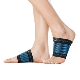 Copper Edge Copper Arch Support for Plantar Fasciitis. 2 Half Socks/Sleeve Compression Brace for Women and Men. Orthotics Feet Pain Aid Fit for Flat/High/Fallen Arches (Blue Arch Support)