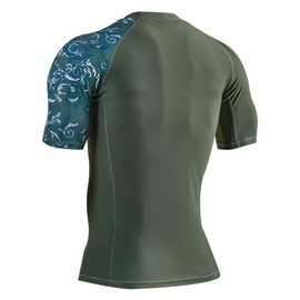 Men's Splice UV Sun Protection UPF 50+ Skins Rash Guard Short Sleeves(Splash,2XL)