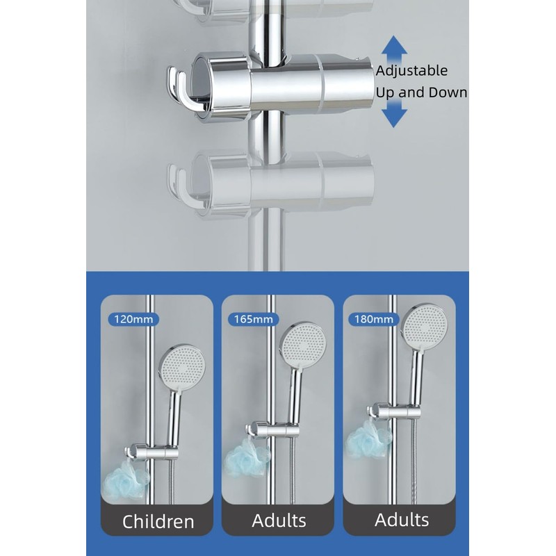WUBAYI Shower Head Holder with 2 Hooks, Universal Shower Bracket