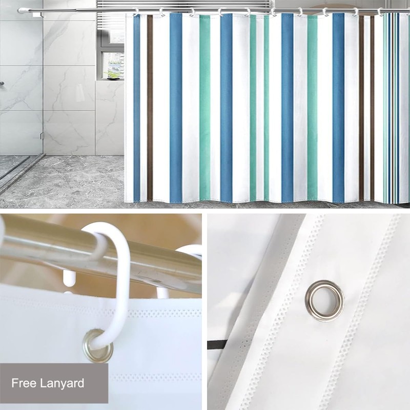 Cawtiuly Modern Linear Pattern Minimalist Shower Curtains Waterproof Washable Fabric