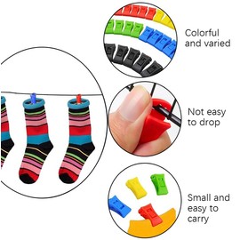 AYNKH Pack of 52 Colourful Sock Clips, Mini Clothes Pegs with Hooks, Socks with Sock Clip, Directly Into the Drawer Without Folding, Sorting Aid Sock Sorter for Washing Machine