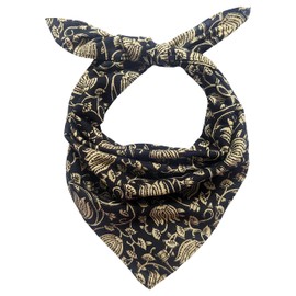 AVKA Studio 100% Cotton Bandanas for Women, Black Cream Floral, 20 Inch, 2 pack