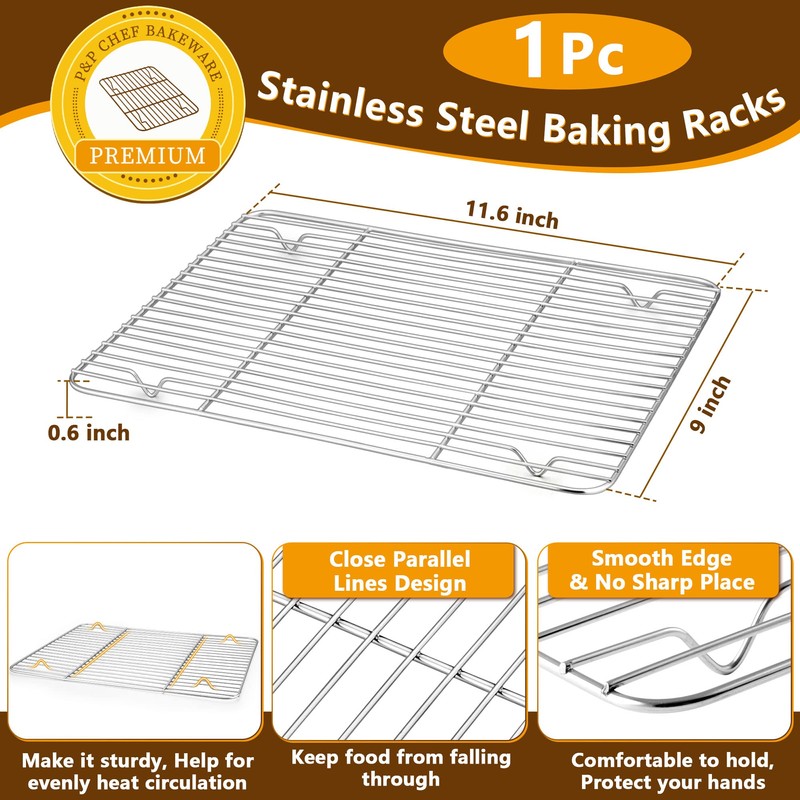 P&P CHEF 12.5 Inch Baking Sheet Pan with Rack Set,