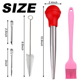 Yoki Peony Turkey Baster for Cooking, Stainless Steel Turkey Baster Syringe, Red