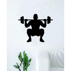 Squat Wall Decal Sticker Bedroom Home Room Art Vinyl Inspirational Decor Teen Motivational Boy Girl Sports Gym Fitness Weights Work Out Healthy Lifestyle Lift