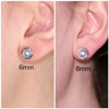 Sterling Silver Light Blue Pearl Stud Earrings Wire Wrapped Handmade