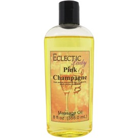 Pink Champagne Massage Oil, 8 oz, With Sweet Almond Oil and Jojoba Oil, Preservative Free, Perfect for Aromatherapy and Relaxation