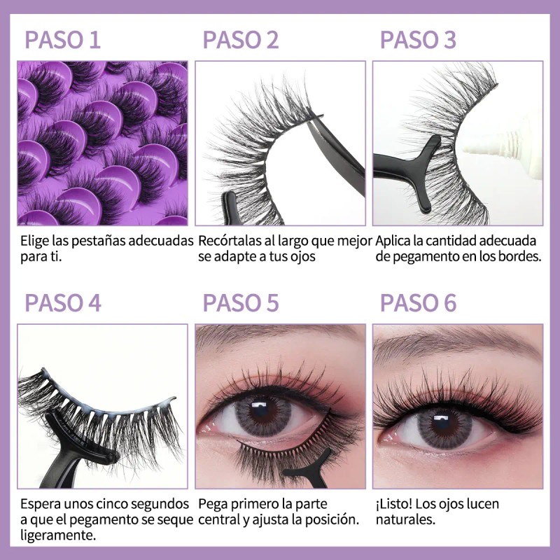 20 Pares De Pestañas Postizas 3d Mixtas Visón Hecho Mano